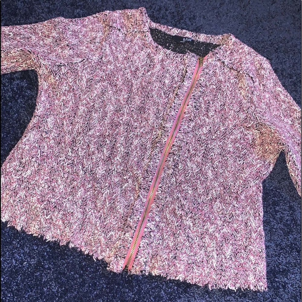 Asymmetrical Zip Light Weight Boucle 3/4 Jacket